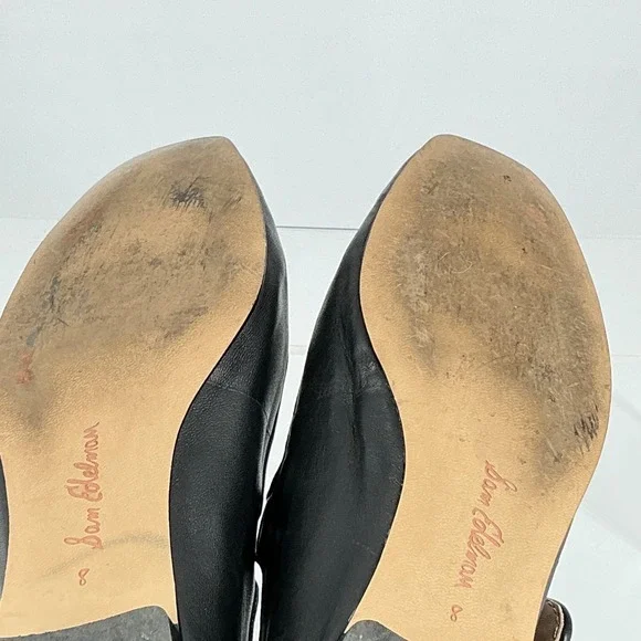 Sam Edelman Size 8 Black Leather Mary Jane Square Toe Flats Michaela - Picture 12 of 14
